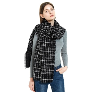 Acryl Quaste Plaid Warme Damen Schals