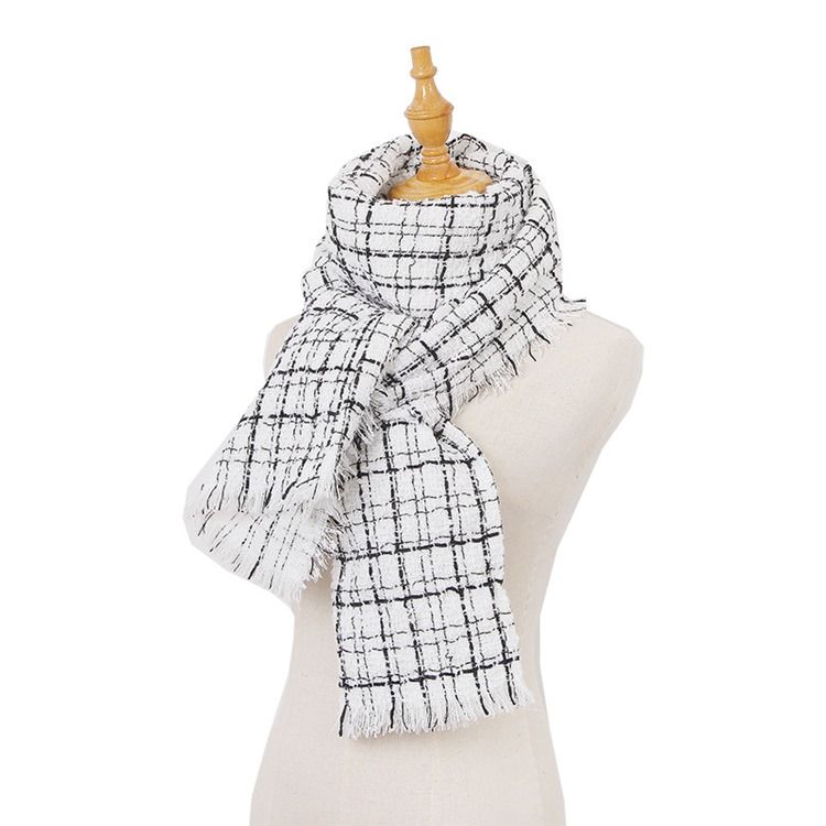 Acryl Quaste Plaid Warme Damen Schals