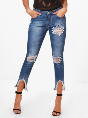 Skinny Denim Asymetryczne Damskie Dżinsy