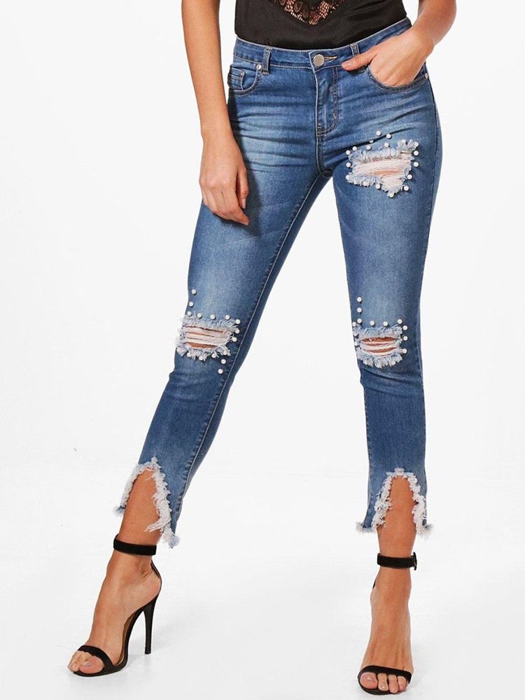 Skinny Denim Asymetryczne Damskie Dżinsy