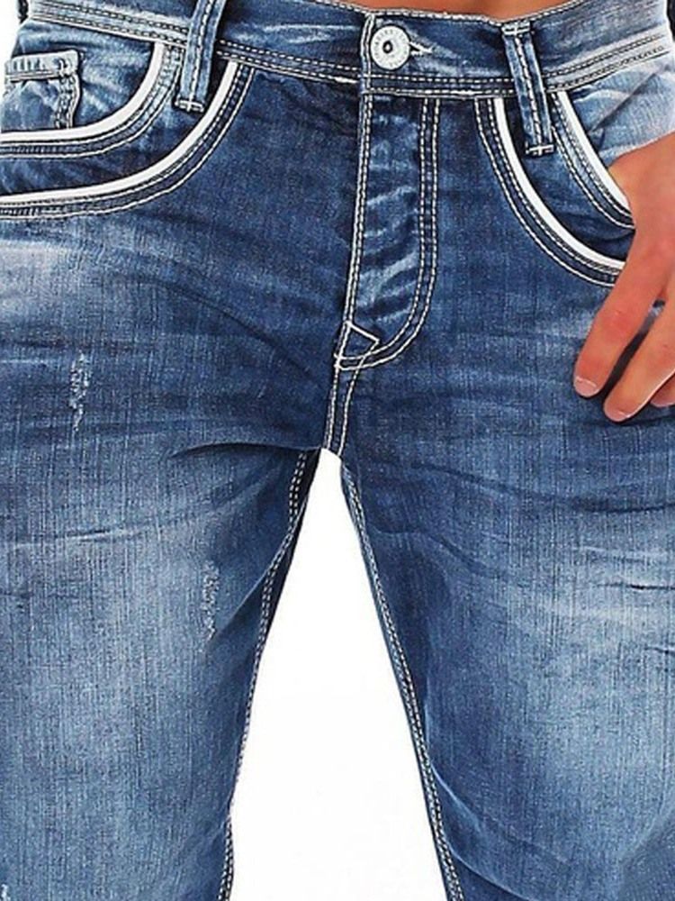 Zipper Proste Męskie Spodnie Jeansowe Na Co Dzień