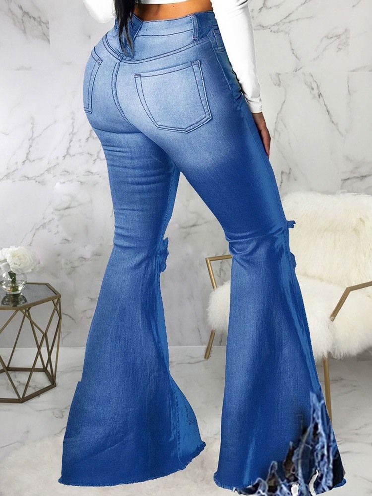 Zwykły Tassel Bellbottoms Damskie Slim Zipper Jeans Zip