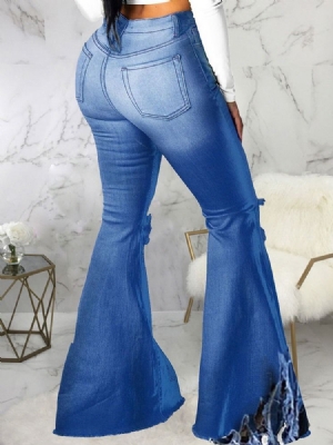 Zwykły Tassel Bellbottoms Damskie Slim Zipper Jeans Zip