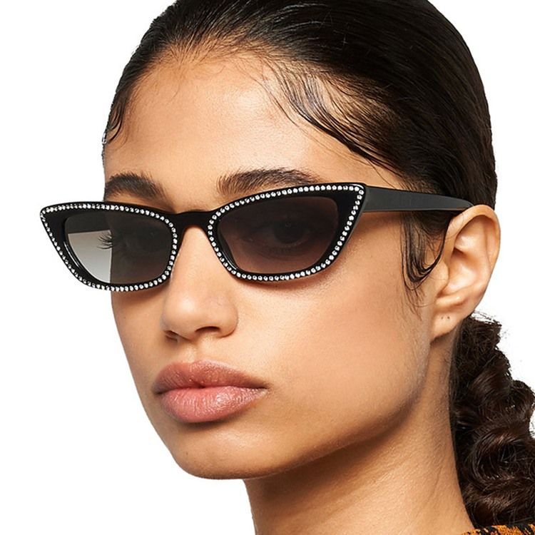 Frauen Harz Katzenaugen Strass Sonnenbrille