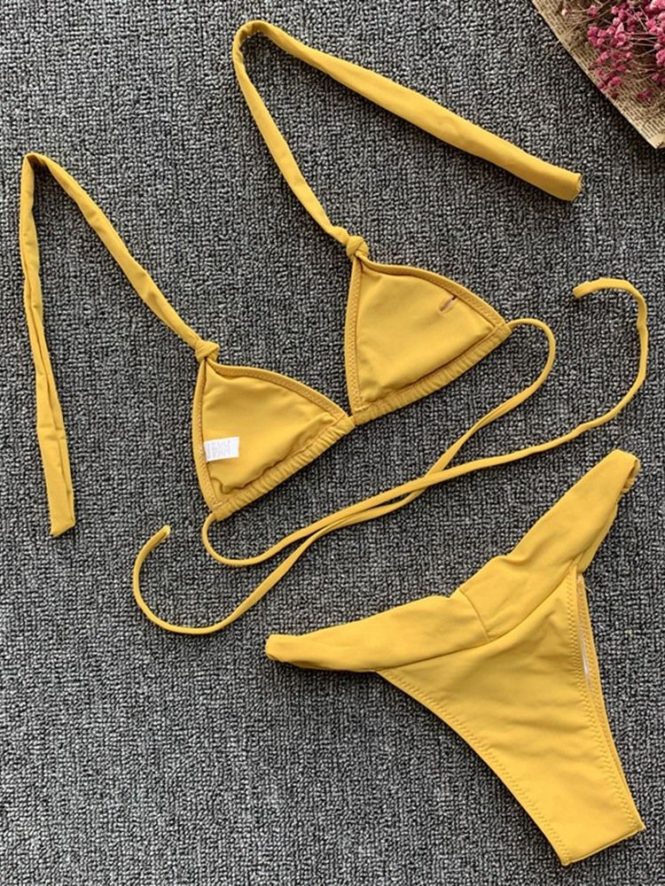 Damskie Bikini Set Plisowany Elastyczny Sznurowany Seksowny Strój Kąpielowy