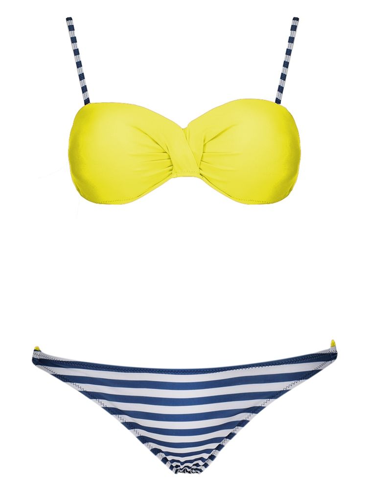 Modne Damskie Plisowane Bikini W Paski