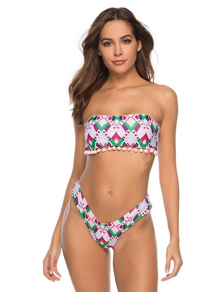 Sexy Zestaw Bikini Z Geometrycznym Wzorem Dla Kobiet