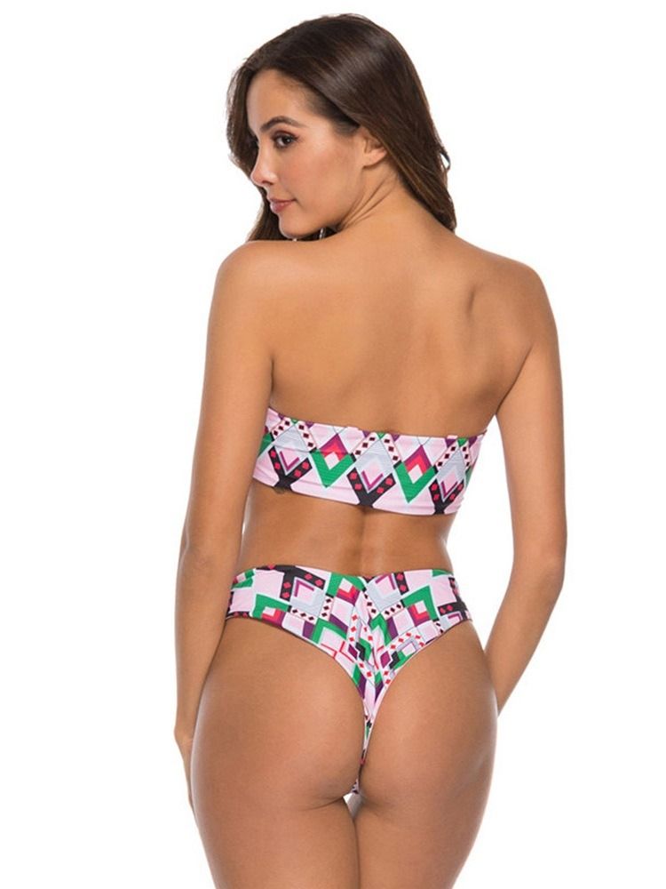 Sexy Zestaw Bikini Z Geometrycznym Wzorem Dla Kobiet