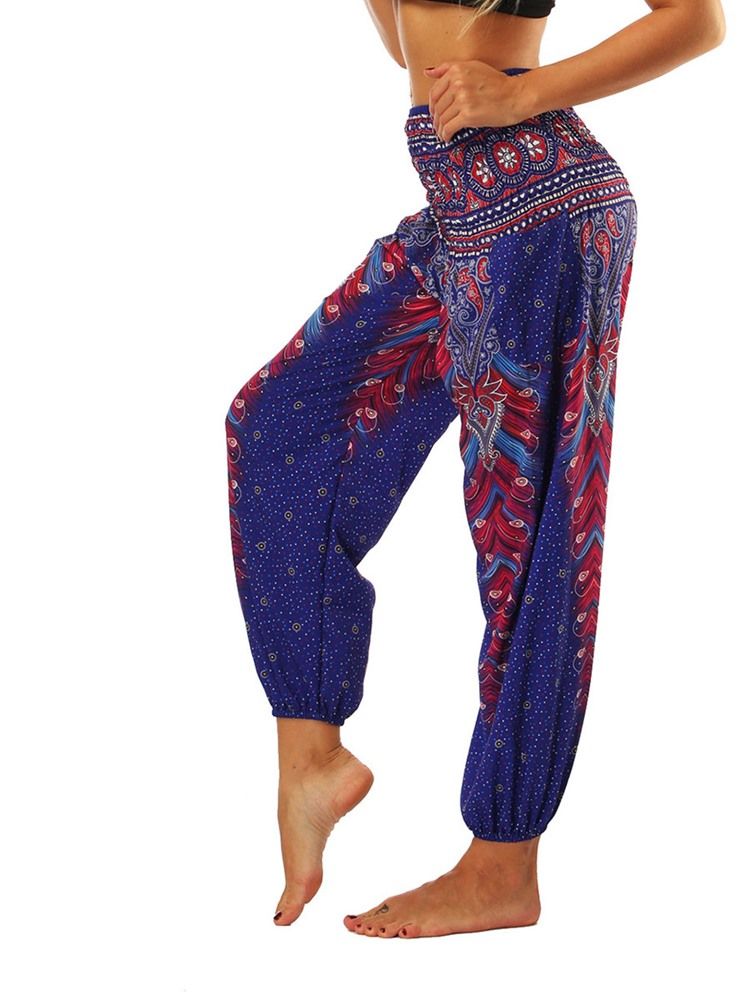 Damskie Spodnie Z Geometrycznym Nadrukiem Boho Joga Harem Pants