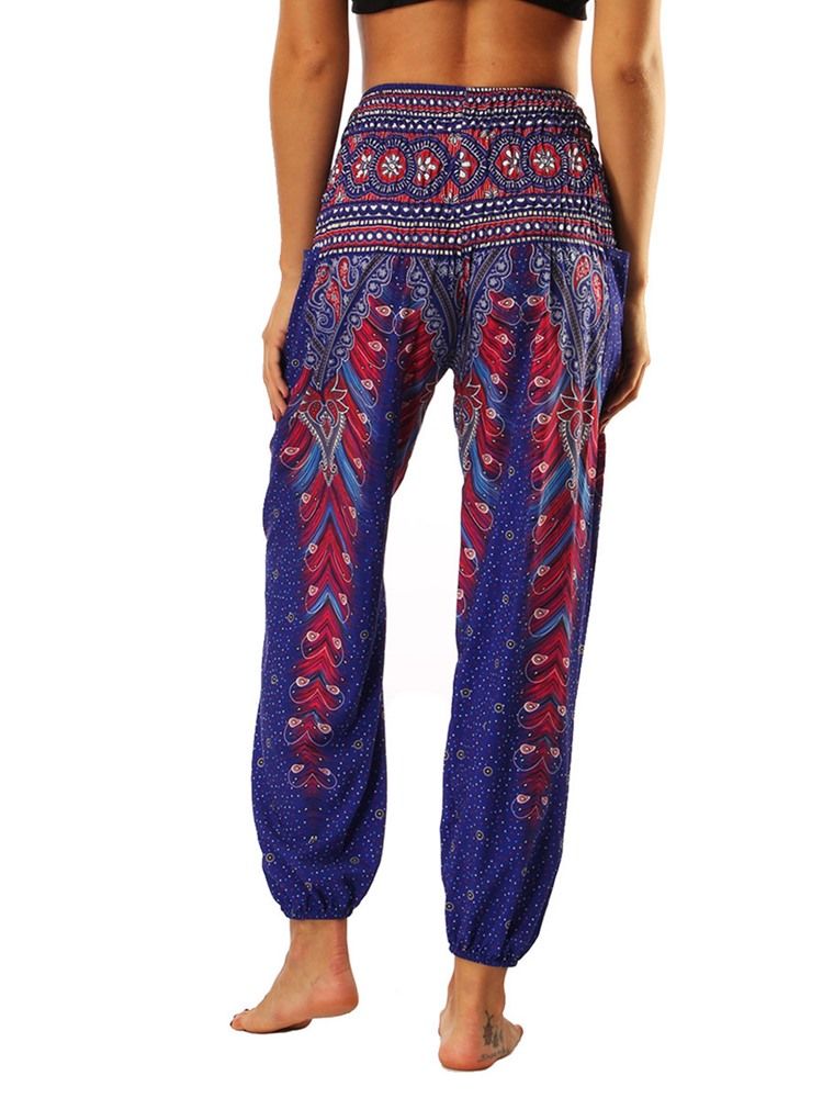 Damskie Spodnie Z Geometrycznym Nadrukiem Boho Joga Harem Pants