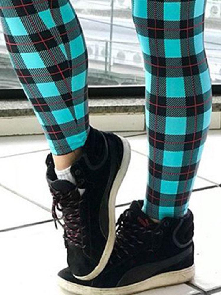 Kobiety Plaid Print Pełna Długość Fitness Joga Legginsy Spodnie Do Jogi Legginsy Z Wysokim Stanem Tiktok