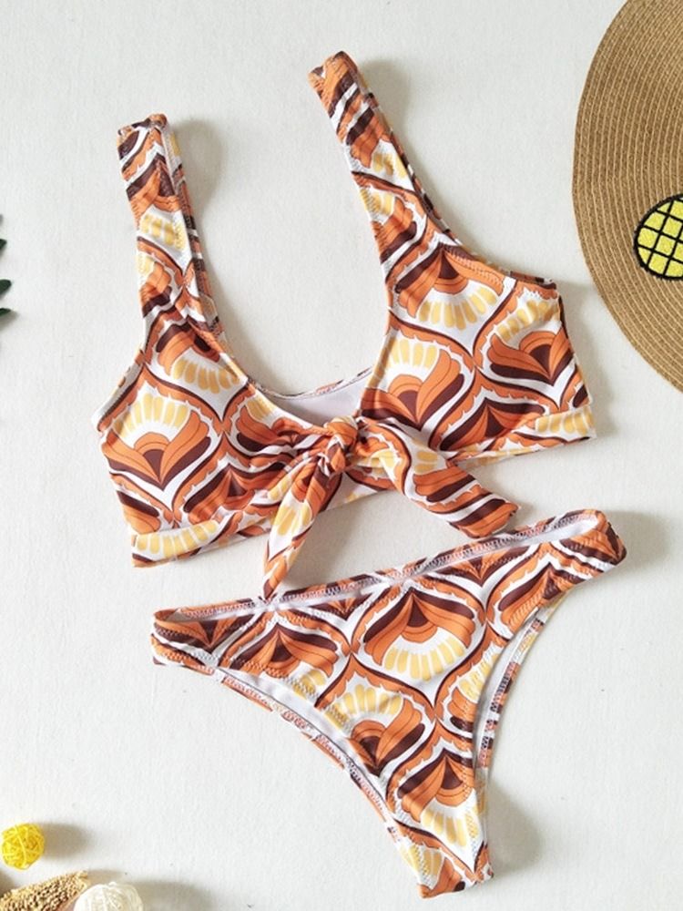 Zestaw Tankini Dla Kobiet Beach Look Print Sexy Stroje Kąpielowe