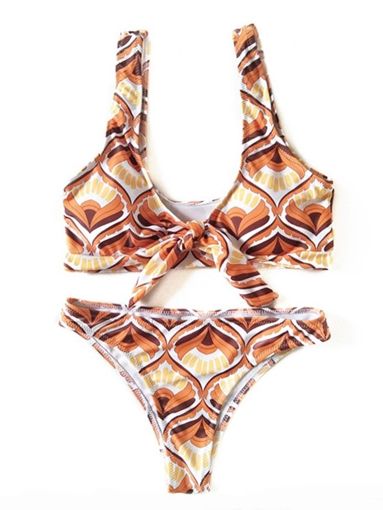 Zestaw Tankini Dla Kobiet Beach Look Print Sexy Stroje Kąpielowe