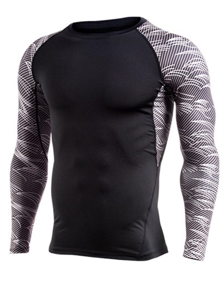 Męski Sweter W Kolorowe Bloki Z Długim Rękawem Quick Dry Gym Sports Tops