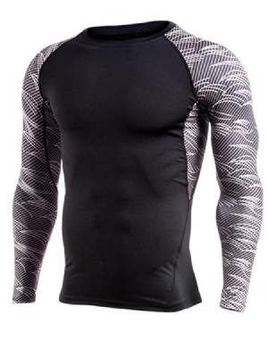 Męski Sweter W Kolorowe Bloki Z Długim Rękawem Quick Dry Gym Sports Tops