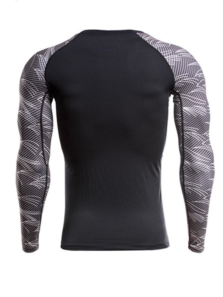 Męski Sweter W Kolorowe Bloki Z Długim Rękawem Quick Dry Gym Sports Tops