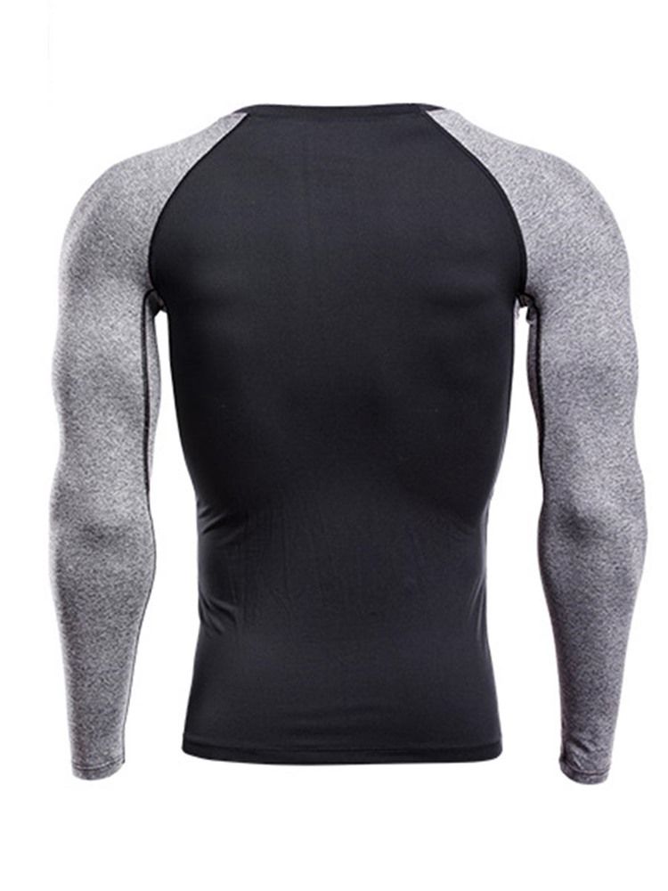 Męski Sweter W Kolorowe Bloki Z Długim Rękawem Quick Dry Gym Sports Tops