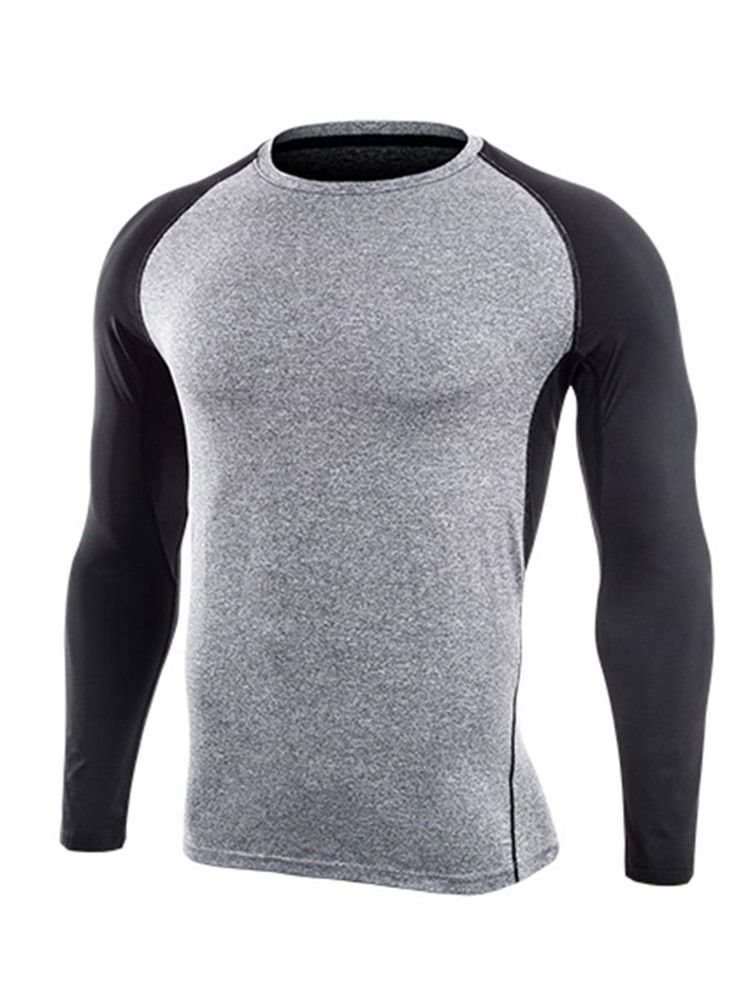 Męski Sweter W Kolorowe Bloki Z Długim Rękawem Quick Dry Gym Sports Tops