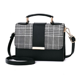 Kolorowe Bloki Pu Houndstooth Square Tote Bag