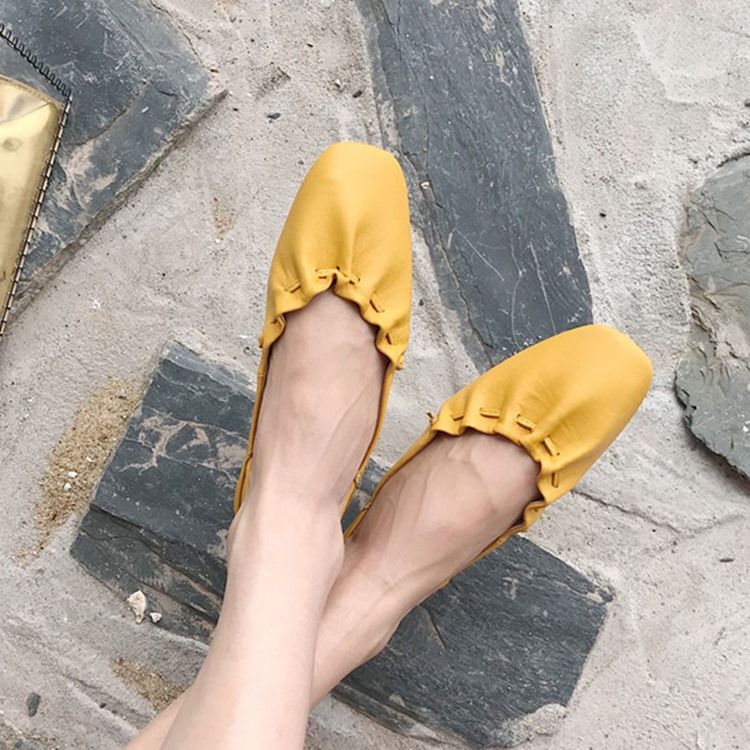 Pu Square Toe Slip-on Block Heel Damskie Buty Na Płaskim Obcasie