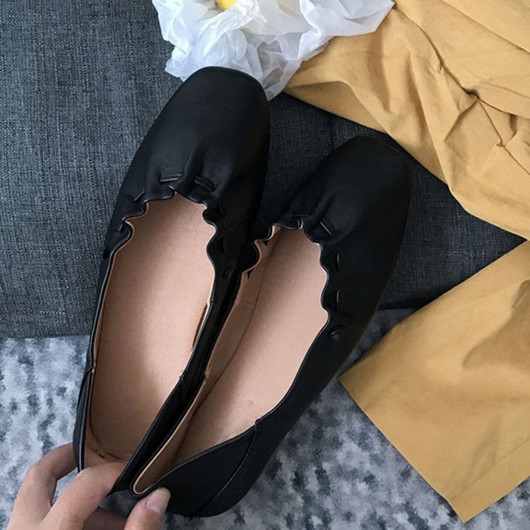 Pu Square Toe Slip-on Block Heel Damskie Buty Na Płaskim Obcasie