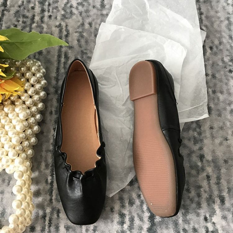 Pu Square Toe Slip-on Block Heel Damskie Buty Na Płaskim Obcasie