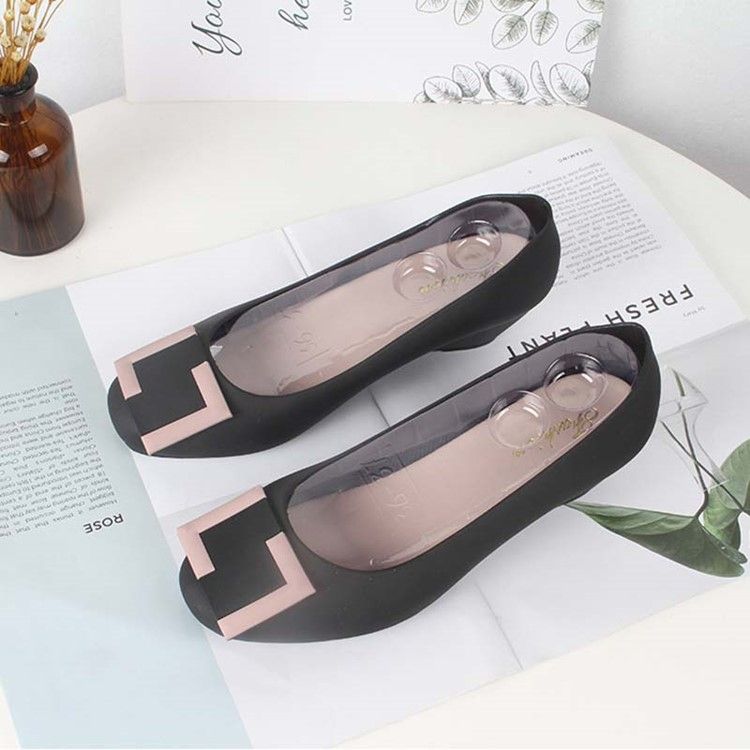 Pvc Wsuwane Okrągłe Toe Wedge Heel Damskie Galaretki Buty