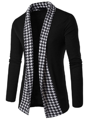 Vogue Houndstooth Patchwork Sweter Męski Sweter