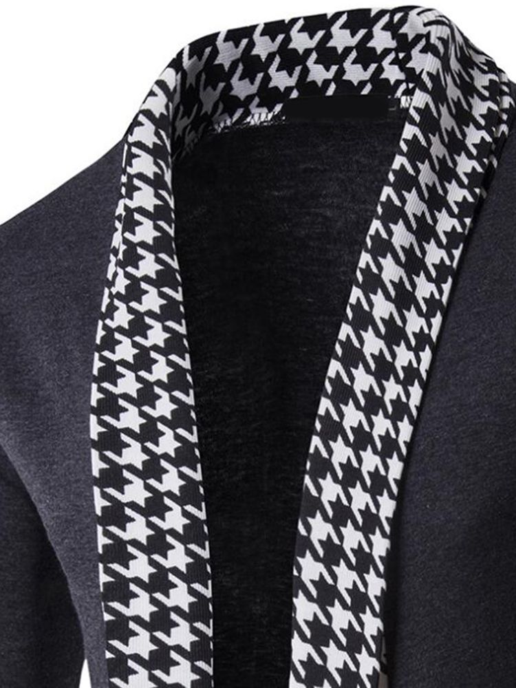 Vogue Houndstooth Patchwork Sweter Męski Sweter