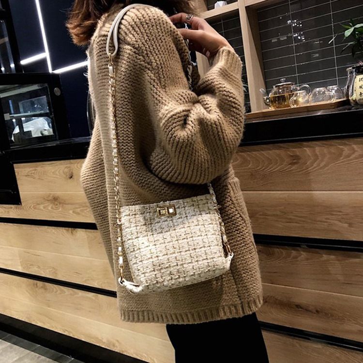 Plaid Dzianiny Mieszanki Wełny Prostokątne Torby Crossbody