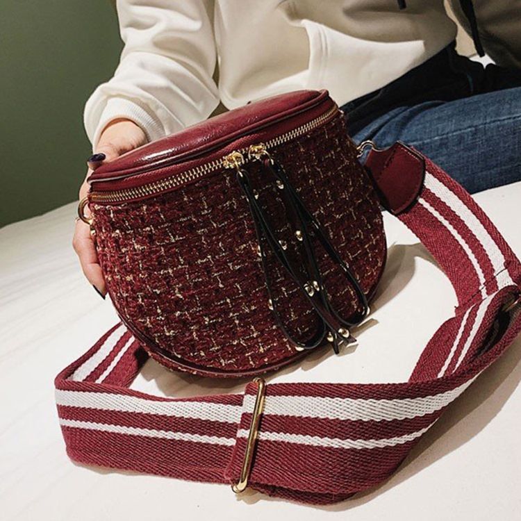 Torby Crossbody Z Mieszanek Wełny W Kratę