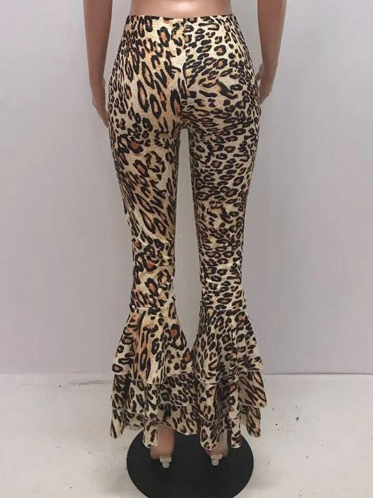 Damskie Spodnie Slim 3d Leopard Bellbottoms Pełnej Długości Na Co Dzień