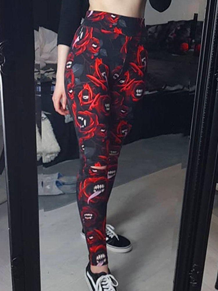 Kobiety Kostium Na Halloween Z Nadrukiem Office Lady Floral Legginsy