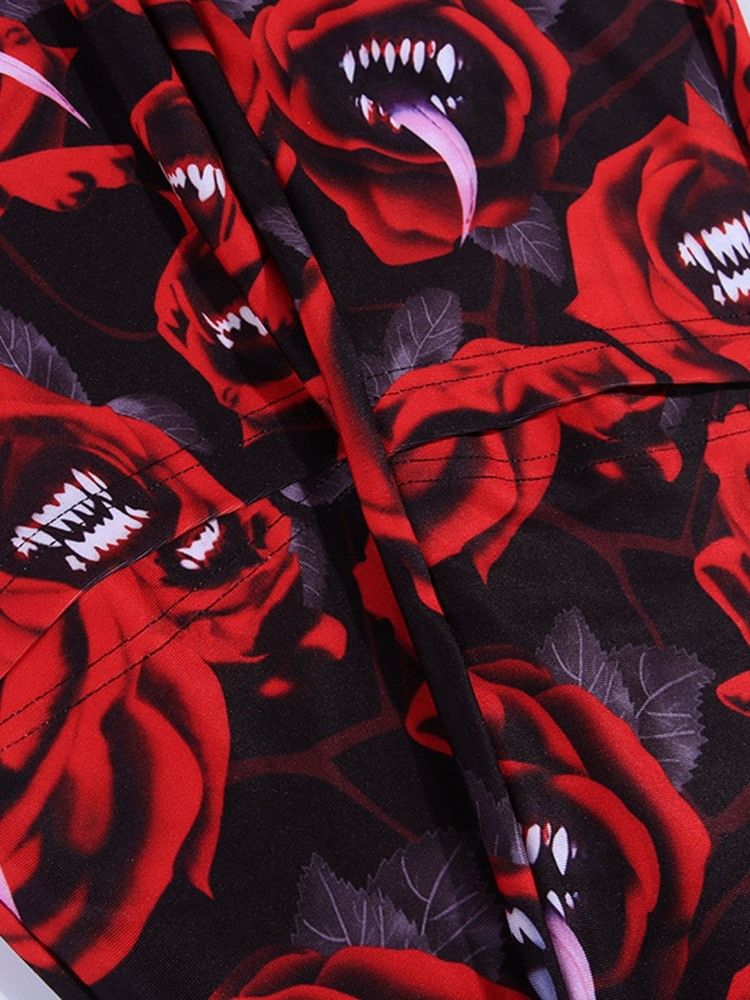 Kobiety Kostium Na Halloween Z Nadrukiem Office Lady Floral Legginsy