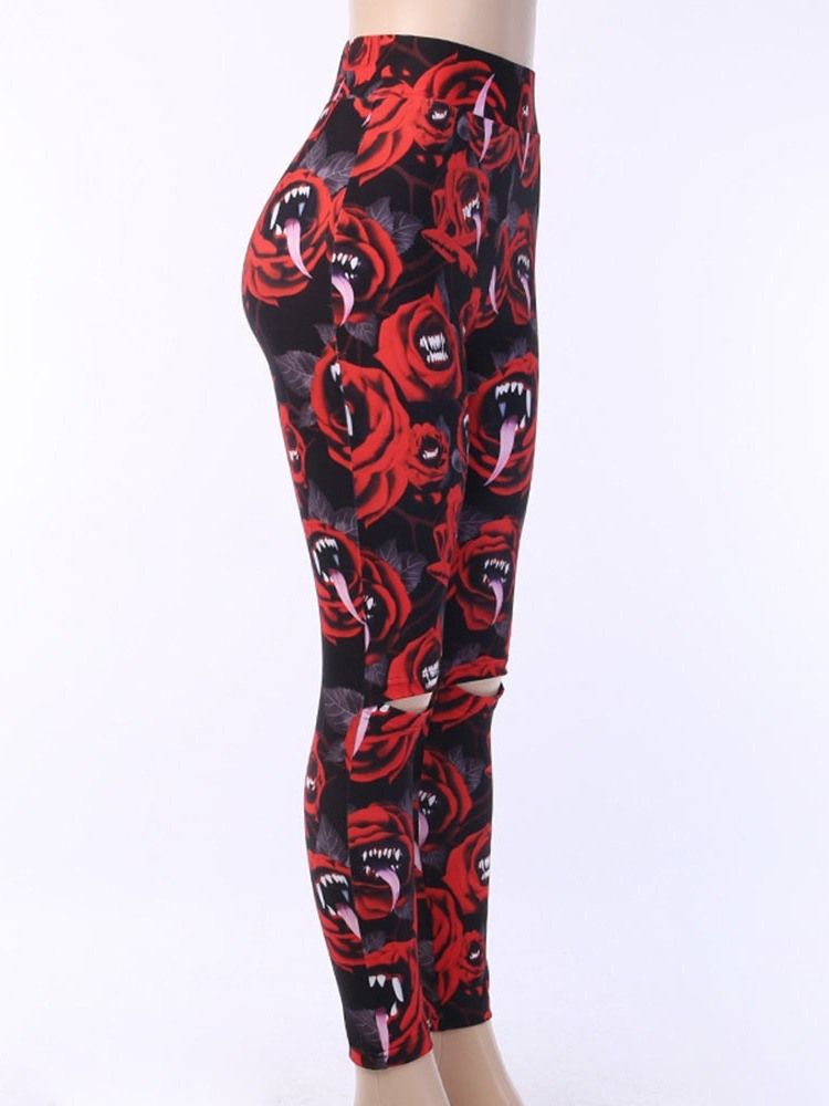 Kobiety Kostium Na Halloween Z Nadrukiem Office Lady Floral Legginsy