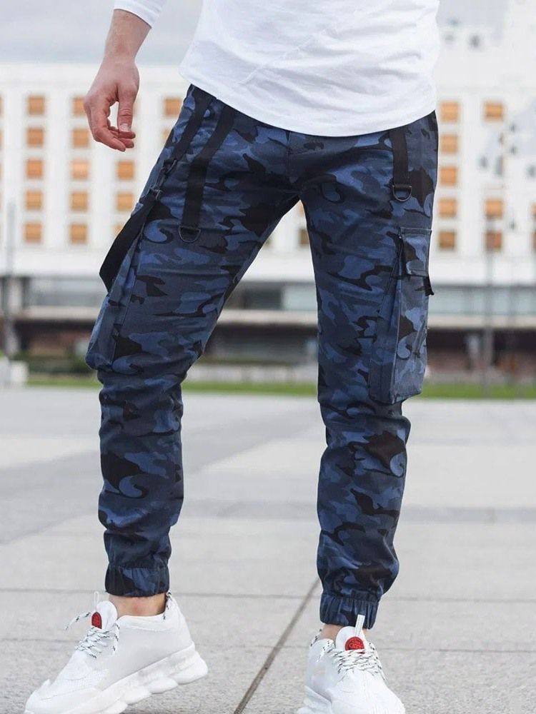 Męskie Spodnie Ołówkowe Kamuflaż Z Kieszenią W Połowie Talii Casual Casual Pants