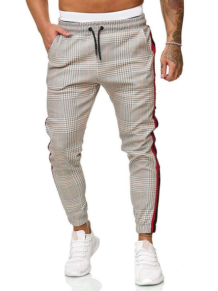 Męskie Spodnie Ołówkowe Z Kolorowymi Blokami Patchwork Casual Four Seasons Casual Pants