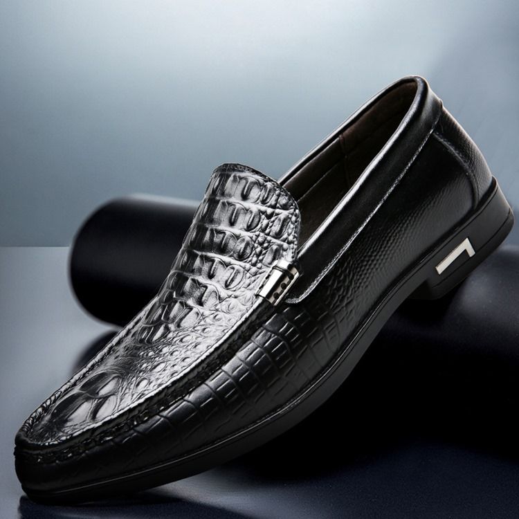 Slip-on Low-cut Górna Gładka Okrągły Toe Cienkie Buty Męskie Oksfordzie