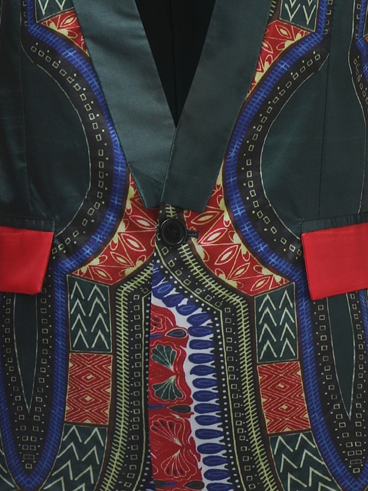 Dashiki Print One Button Męska Marynarka Na Co Dzień