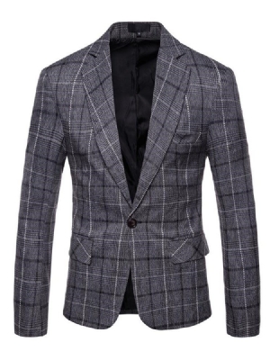 Ericdres Plaid One Button Straight Męska Marynarka Na Co Dzień