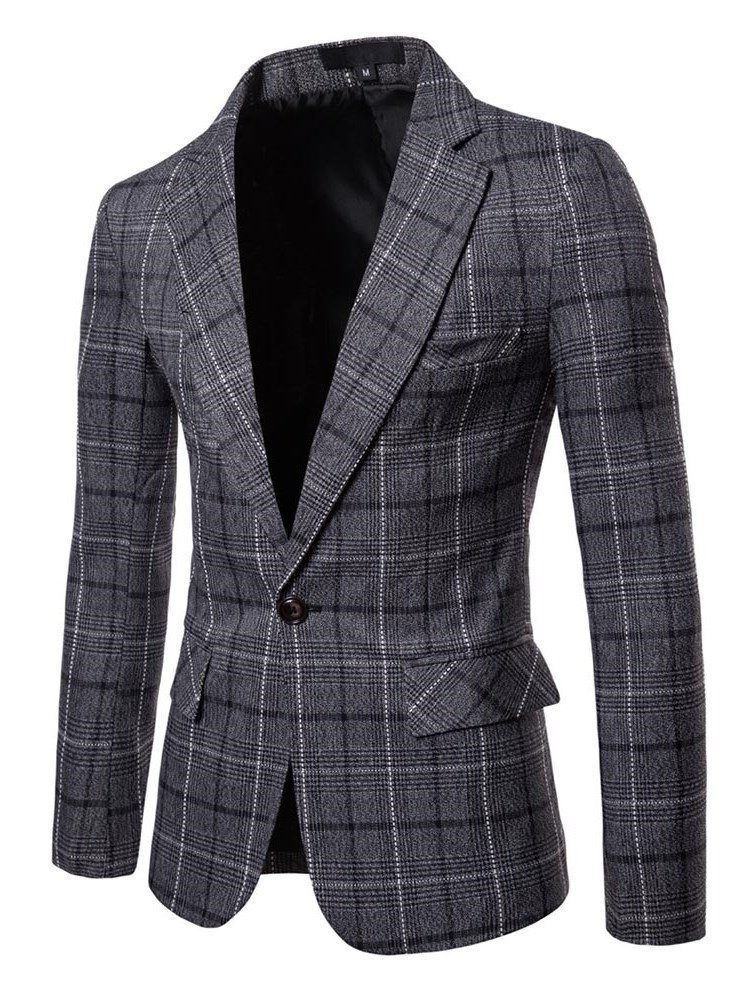 Ericdres Plaid One Button Straight Męska Marynarka Na Co Dzień