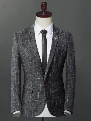 Plaid Slim Dopasowany Płaski Kołnierzyk Męski Casual Businese Blazer