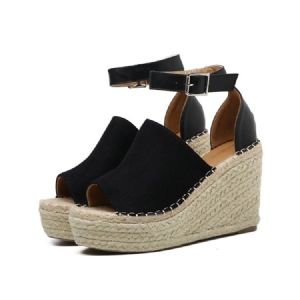 Kobieta Klamra Peep Toe Platforma Espadryle Sandały Klinowe