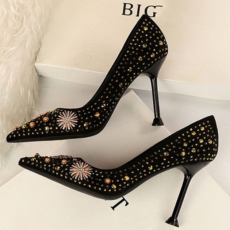 Kobiety Szpilki Szpiczasty Nosek Rhinestone Zwykłe Cienkie Buty