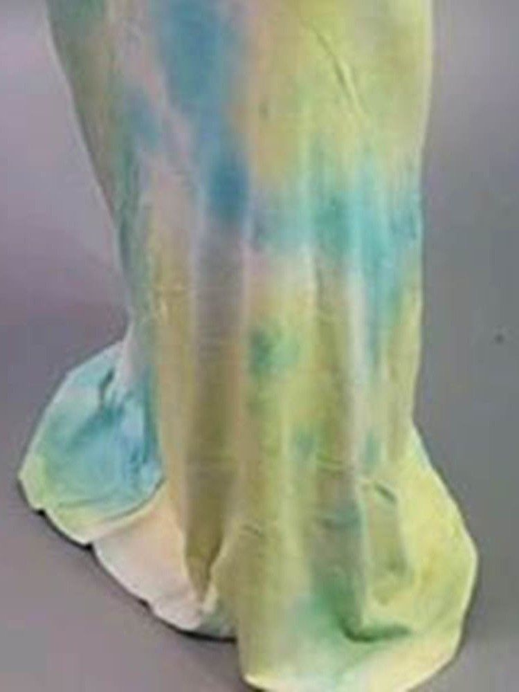 Kobieta Bez Rękawów Z Okrągłym Dekoltem Do Podłóg Bodycon W Kolorze Tie-dye